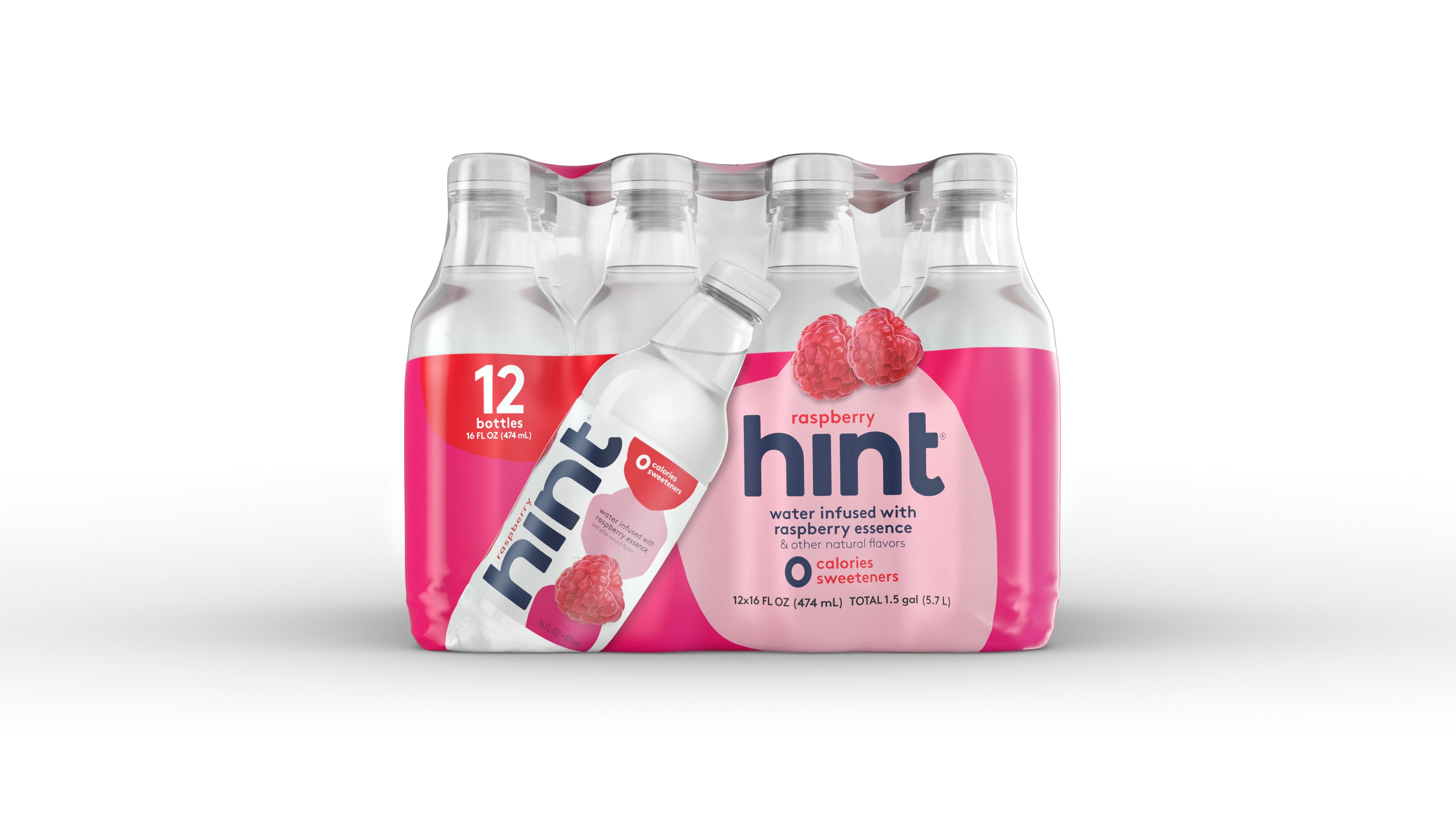 Hint Water Raspberry, (Pack of 12) 16 Ounce Bottles, Pure Water Infused