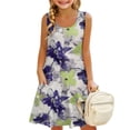 thumbnail image 2 of Coerni Kids Girls Floral Sleeveless Dress Scoop Neck Elegant Sundress Flowy A Line Dresses Flower Print Knee Length Dress, 2 of 7