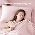 thumbnail image 4 of Sleep Zone Jersey Knit Sheet Set, Pink Twin, 3 Pieces, 14 Inch Deep Pocket Bedding, 4 of 10