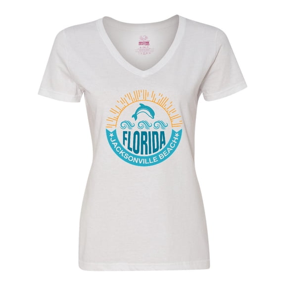 Inktastic Jacksonville Beach Florida Matching Women's V-Neck T-Shirt