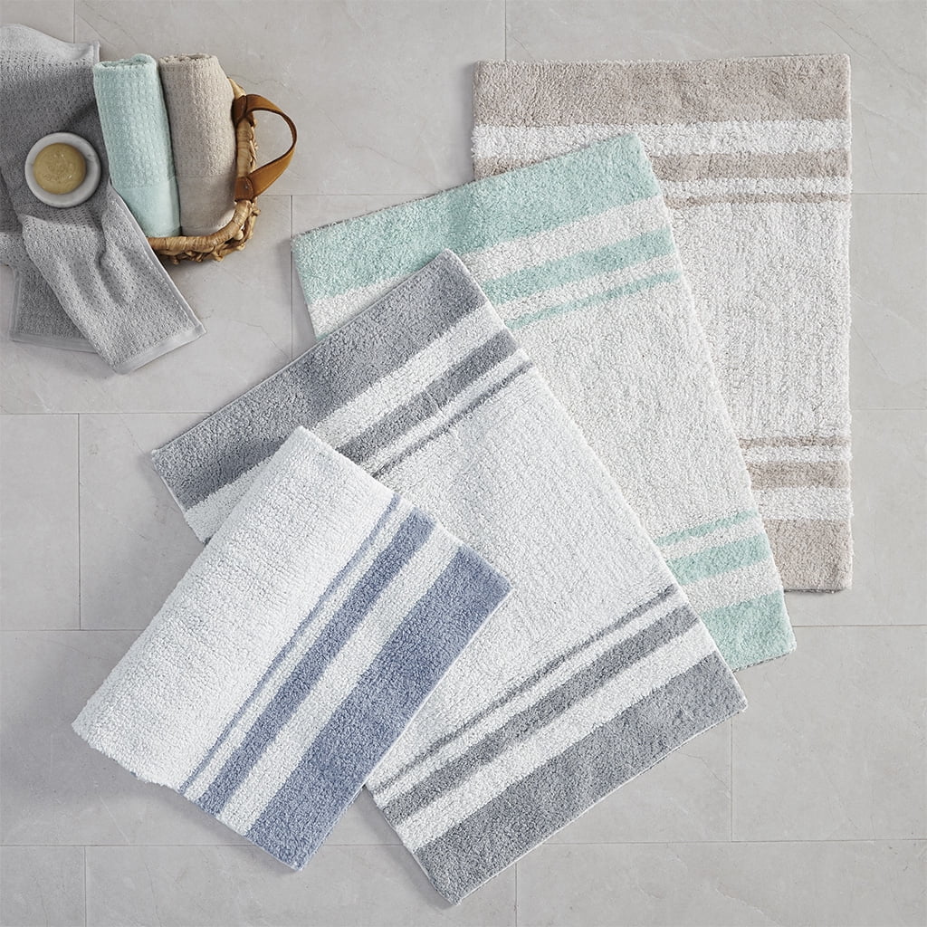 MAYEERTY Medium Pile Cotton Reversible Bathroom Rug, Non-Slip Bath Mat, Taupe, 20"W x 30"L