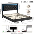 thumbnail image 3 of Cama Flotante Queen con Luces LED Inteligentes: Cabecero de Diamante Tapizado, Plataforma Sólida Silenciosa (Sin Somier) - Marco Moderno con Listones de Madera Maciza, 3 of 8
