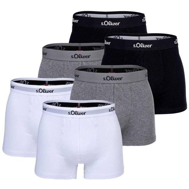 s.Oliver Calzoncillos para hombre, paquete de 6 - Boxer Briefs, Algodón Stretch Gris/Negro/Blanco XXL