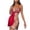 Red, variant on JSGEK Women Sheer Lace and Satin Panel Chemise Dress Bow Accent Adjustable Straps Nightwear Lingerie Set Red XL
