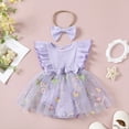 thumbnail image 2 of Baby Onesies Girl Baby Girls Romper Dress Summer Jumpsuits Clothes Knitted Tutu Mesh Floral Skirt with Headband, 2 of 4