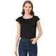 thumbnail image 1 of Blusa sedosa para mujer, cuello redondo, plisado, informal, elegante, superior Negro M, 1 of 6