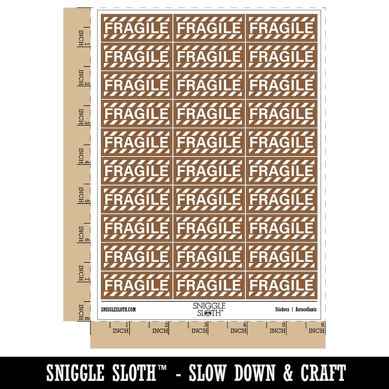 Fragile Warning Border Label Package Box Sticker Set - Brown
