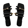 thumbnail image 4 of NOKIO Women's Metallic Strappy Flat Sandals Summer Slide Sandals Casual Shoes Summer Black Flat Sandals for Women Comfortable Slip On Slide Sandals 2024 Fashion, 4 of 4