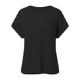 thumbnail image 3 of Tops For Women Trendy Summer Casual Cap Short Sleeve Basic Textured Solid Color Round Neck T Shirts Blouse Medium Pack Long Sleeve Women Layering Tee Long Sleeve Compression Shirts Women Long Sleeve, 3 of 4