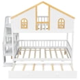thumbnail image 6 of Harper & Bright Designs Full over Full House Bunk Bed with Window and Roof, Wood Full Size Storage Stairway Bunk Bedframe with Trundle, White+Natural, 6 of 11