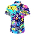 thumbnail image 4 of Mens Hawaiian Shirt Short Sleeve Retro Button Lapel Top 80s Music Printed Casual Soft Summer Holiday Seaside Beach Shirts for Men Multicolour XXXXL, 4 of 4
