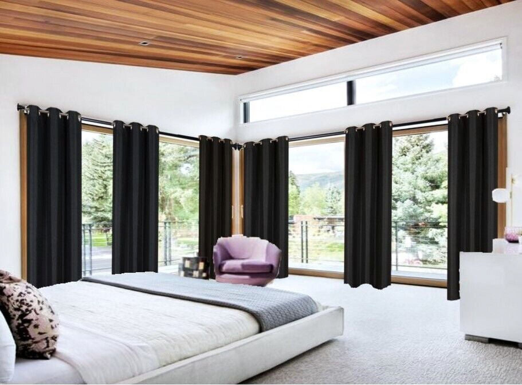 Home Bedroom Décor Set of 2 Panels K86 Black Color 100% Blackout Full Room Darkening Thermal Window Curtain Grommets Top 37 inch wide X 84 inch length