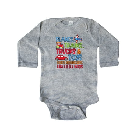 

Inktastic Planes Trains Trucks and Toys Nothing Quite Like Little Boys Gift Baby Boy Long Sleeve Bodysuit