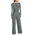 thumbnail image 4 of Azrian Womens Fall and Winter Loungewear Suit Sports Set Women's Casual Solid Color Round Neck Pocket Long Sleeve Jumpsuits, 4 of 8