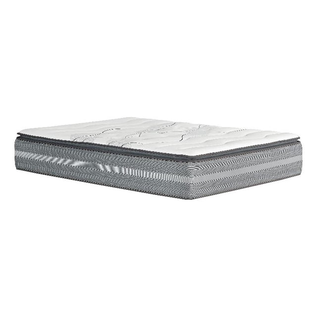 Pemberly Row Matelas Hybride à Ressorts Ensachés à Plateau-Coussin de 12 Pouces - Tissu Gris