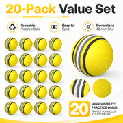 Infidev 20Pcs/Pack Golf Balls Stripe Foam Sponge Balls Practice Training Aids for Men and Women