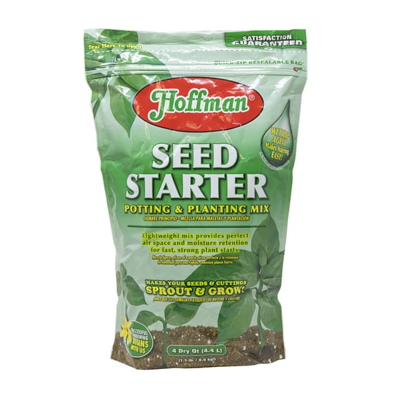 Hoffman Seed Starter Potting & Planting Mix with Wetting Agent for Moisture Retention, 4qt