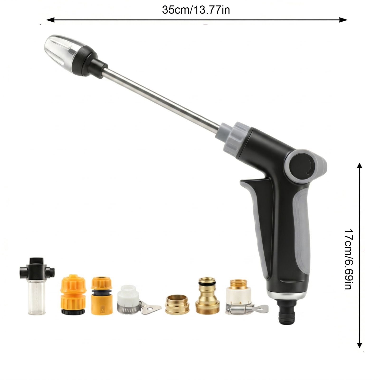 High Pressure Hose Nozzle Heavy Duty Brass Garden Hose Nozzle Direct Jet Stream Water Hose Nozzle for Car Washing Patio Cleaning Watering