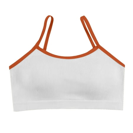 

Fabiurt Women s Bra Women s Cotton Halterneck Bralette With Detachable Padding Cute And Comfortable Backless With Anti Glare Wrap Chest Orange