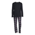 thumbnail image 2 of Hanes Men's and Big Men's Comfortsoft Long Sleeve Crew and Cotton Flannel Pajama Pants Set, 2-Piece, 2 of 6