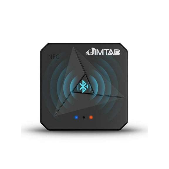 JIMTAB Bluetooth 5.0 Transmitter Receiver Portable HiFi Wireless Audio AUX Adapter Built-in Microphone NFC for Projector
