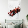 thumbnail image 4 of Cars Tapestry, Generic Formula 1 Racing Car Illustration with Special Effect Turbo Motion Auto Print, Wall Hanging for Bedroom Living Room Dorm Decor, 60W X 80L Inches, Red Black, by Ambesonne, 4 of 5