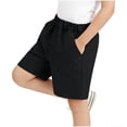 thumbnail image 6 of Fnooota Boys Cotton Shorts, Casual School Uniform Elastic Waist Relaxed Fit Kids Shorts Black Size 9-10 T, 6 of 8