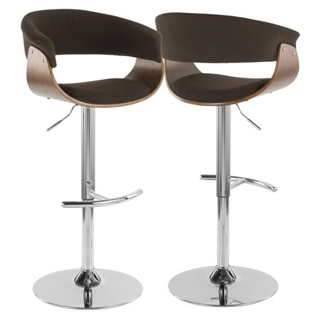 24'h Swivel Counter - Vintage Mod Mid-Century Modern Adjustable Barstool with Swivel in Walnut and Espresso Fabric by LumiSource