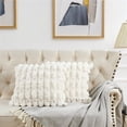 thumbnail image 3 of Home Soft Things Textured Spandex Bubble Faux Fur Pillow Covers, Set of 2, 20"x20", Ivory, 3 of 8