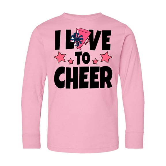 Inktastic I Love to Cheer with O Being Replaced by Megaphone and Pom Poms Long Sleeve Youth T-Shirt