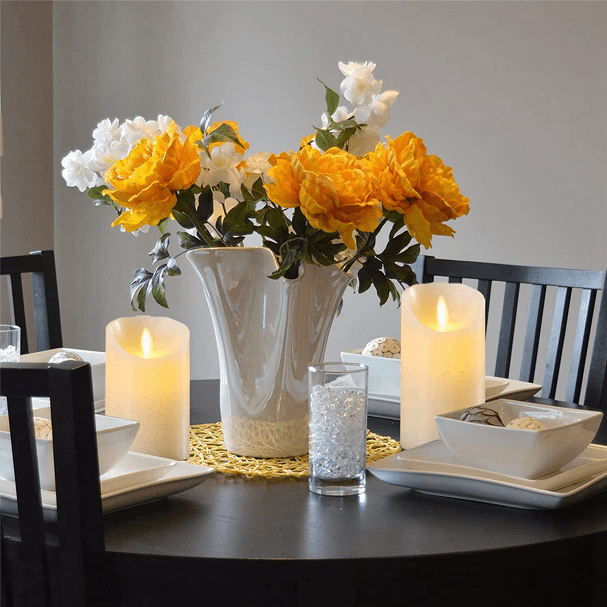 4X LED Candles, Flickering Flameless Candles, Rechargeable Candle, Real Wax Candles with Remote Control,10cm A