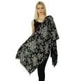 thumbnail image 4 of Bimba Women Long Floral Print Rayon Scarves With Pom Pom Scarf Accessories, 4 of 4