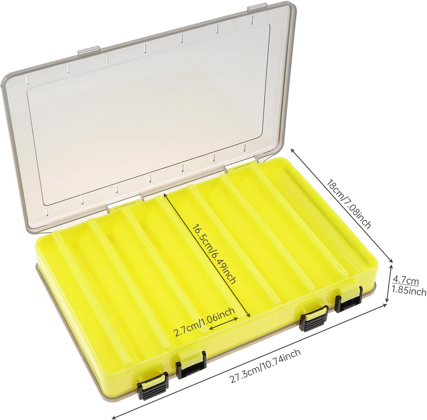 Double Sided 14 Compartments Fishing Tackle Boxes Fishing Lure Box Organizer, Fishing Bait Tackle Storage Case, Container Box for Jewelry Beads Earring Hook (Yellow)