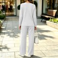 thumbnail image 7 of Brnmyaeo Womens 2 Piece Sets Ribbed Knit Asymmetrical Hem Long Sleeve Top and Straight Leg Pants Warm Cozy Matching Sets Airport Outfit, 7 of 7