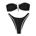 thumbnail image 4 of Daznico Women's Bikini Set, Bandeau Push Up Top with Contrast Thong Bottoms,S, 4 of 5