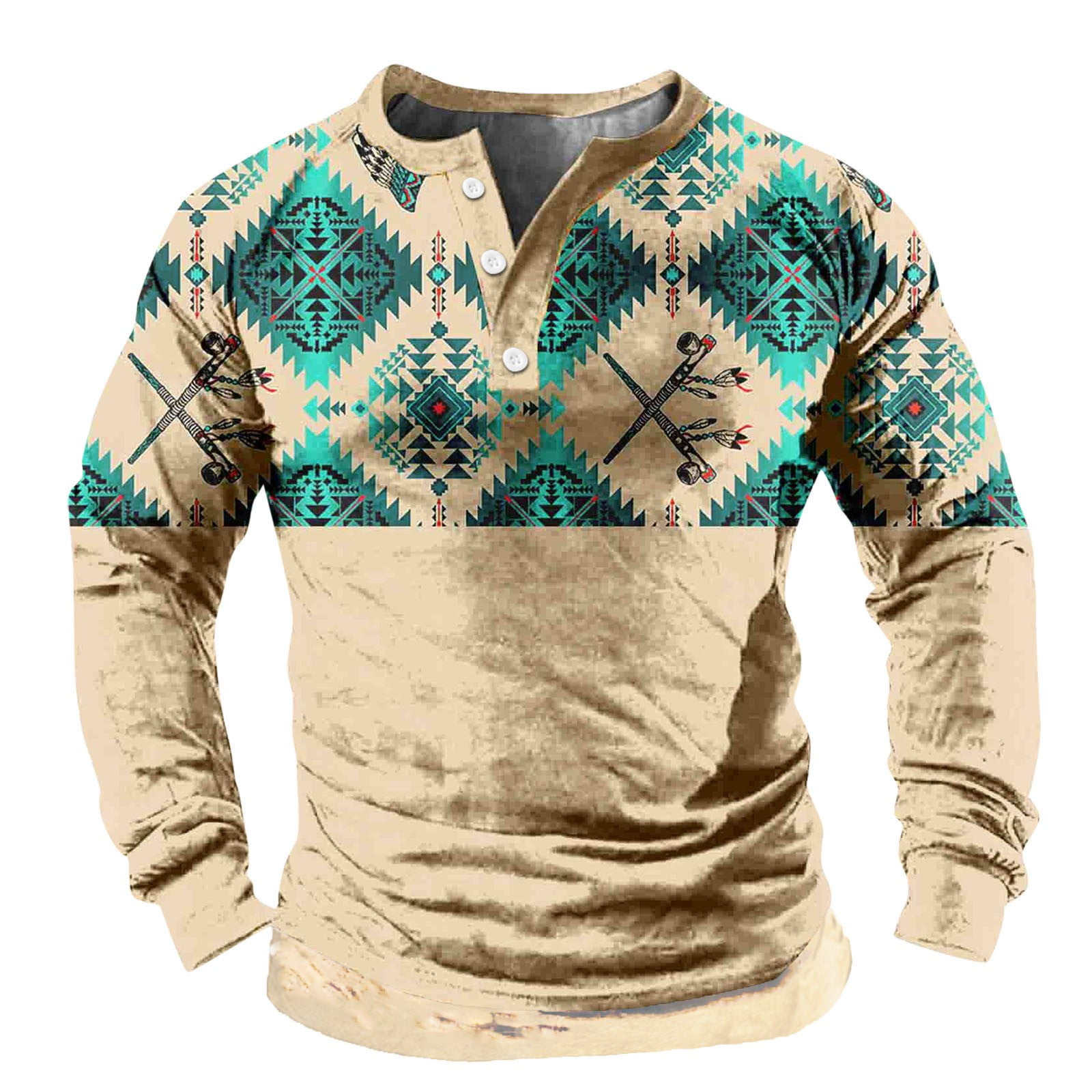 KAGAYD Mens Autumn and Winter Button Up Shirts Collarless Retro Senior  Daily Business Full Print Long Sleeve Tops - Walmart.com