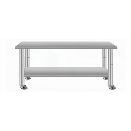 60''x24'' Commercial Stainless Steel Work Table for Restaurant & Home with Under Shelf and Wheels