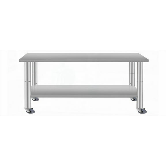 60''x24'' Commercial Stainless Steel Work Table for Restaurant & Home with Under Shelf and Wheels