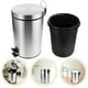 thumbnail image 3 of Cubo de basura de acero inoxidable para sala de estar, contenedor de basura metálico con tapa para oficina (5 l), 3 of 6