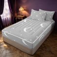 thumbnail image 3 of Homewish Psychedelic Stars Moon Zipper Full Size Comforter Sets with Fitted Sheet and 2 Pillowcases, White Gray Zipper Bedding Set, Gray Reversible, 3 of 7