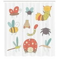 thumbnail image 3 of Toddler Shower Curtain, Nursery Doodle Bugs and Insects Smiling Dragonfly Ladybug and Spider Composition, Fabric Bathroom Set with Hooks, 69W X 70L Inches, Multicolor, by Ambesonne, 3 of 3