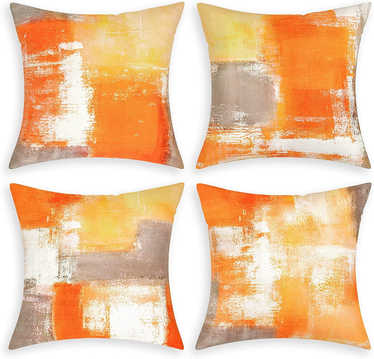 4 Black & Orange Diagonal Stripe Faux Leather Cushion Covers 16" 18" 20" 