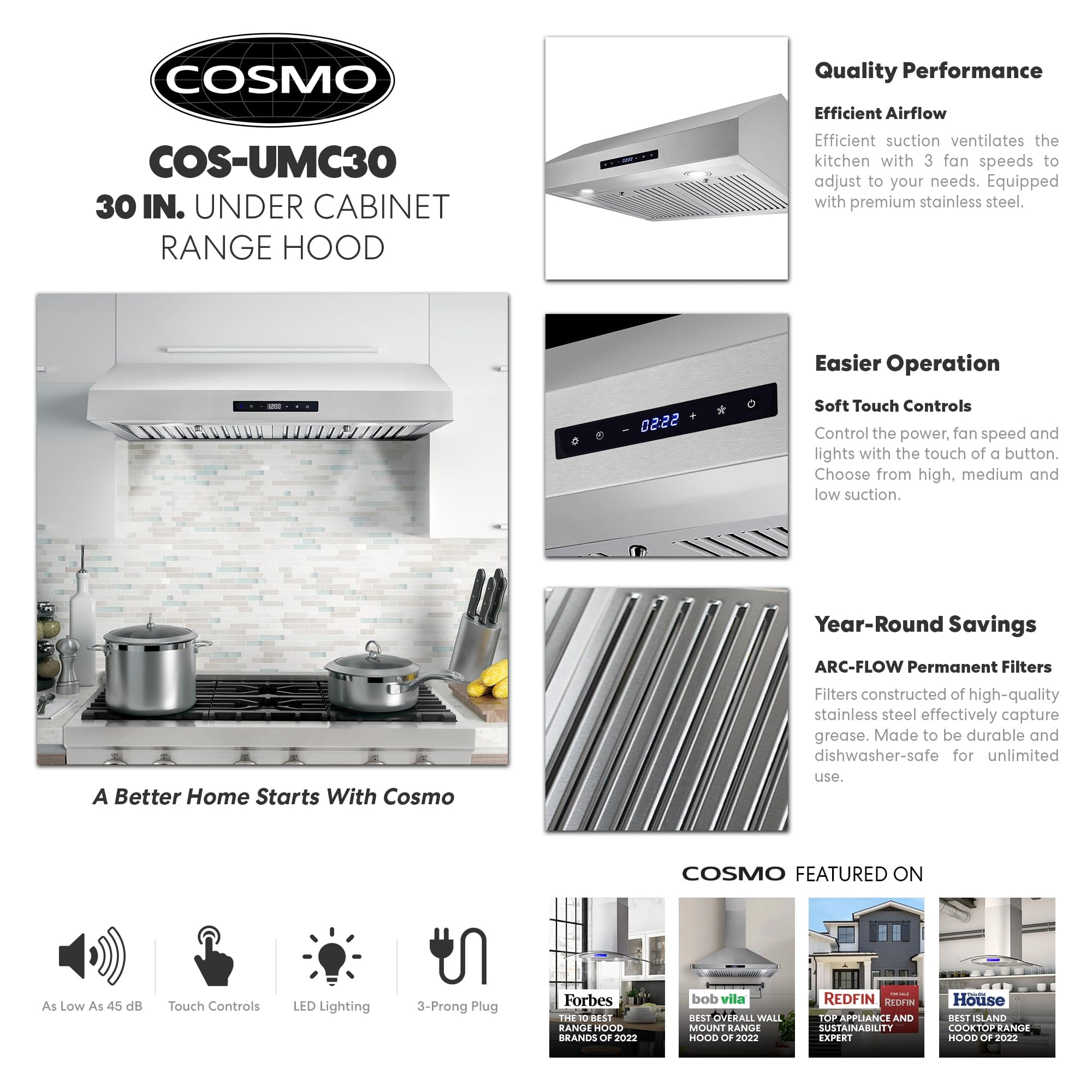 Pemberly Row 30" 380 CFM Ducted Under Cabinet Range Hood in Stainless Steel