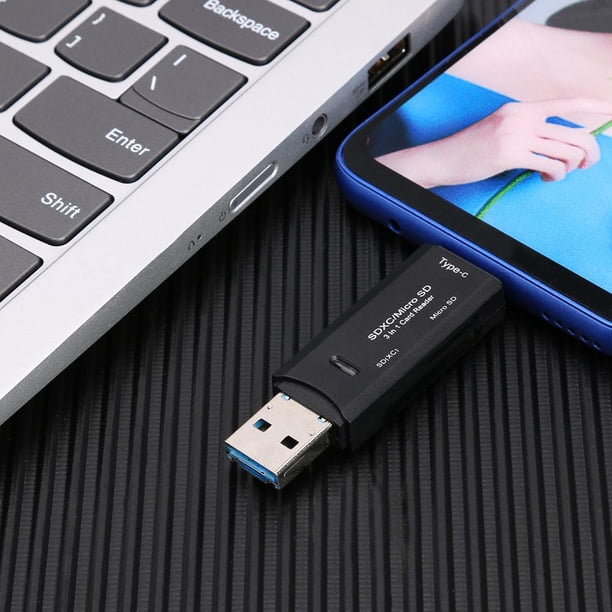 Lector de tarjetas de memoria 3 en 1 OTG USB tipo C USB 3.0 de alta velocidad para TF/Mirco SD