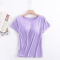 thumbnail image 2 of Women's Short Sleeve T-Shirt with Built-In Bra Support Comfortable Semi Sleeve Vest Top for Casual Wear, 2 of 2