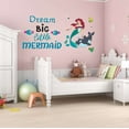 thumbnail image 3 of Dream Big Little Mermaid Dolphin Colorful Fish Salt Water Princess Creatures Seahorse Queen Sweet Dreams Bedtime Unicorn Lovely Dear Dream Decorating Wall Decal Sticker - Size: 30 In X 18 In, 3 of 5