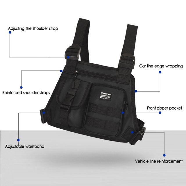 Bolsa De Pecho Molle Bolsas de chaleco casuales para hombres Bolsa de pecho masculina Oxford segura para viajes de senderismo (negro) Ndcxsfigh Para Estrenar