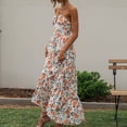 thumbnail image 4 of Gasa Halter Vestido largo Estampado floral Damas Estilo sexy Traje de vacaciones suelto FLhrweasw Nuevo, 4 of 7