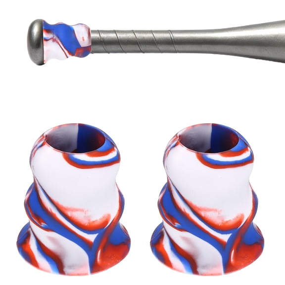 Uxcell Bat Taper, Bat Knob Taper Softball Grip Silicone Non-slip Ergonomic Enhanced Grip Easy Installation 2Pcs & Red-Blue-White - Fit for (Most Softball Bats/Baseball)