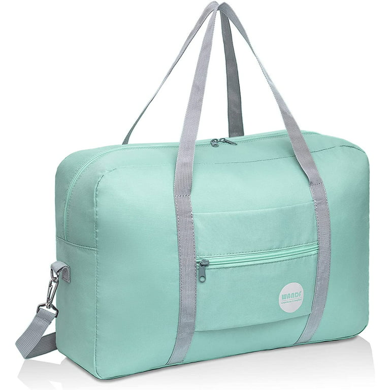 WANDF Foldable Travel Duffel Bag with Shoulder Strap Water-Resistant for Luggage Sport Gym (Mint Green)